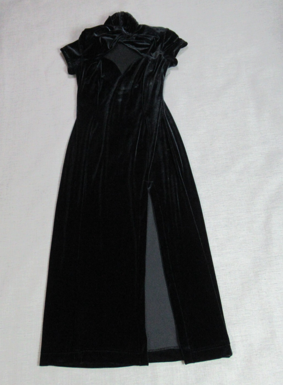 Vintage Night Way Dress Size 10P Black Velvet Y2K 90s Vamp Goth Prom Gown USA